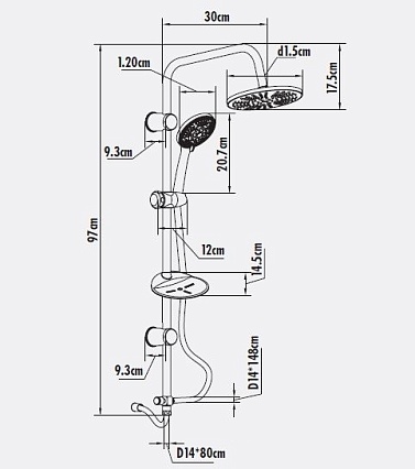 Душевая стойка Creavit SH620 5 режимов