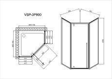 Душевой уголок Vincea Penta VSP-3P900CLGM 90x90 вороненая сталь, прозрачное