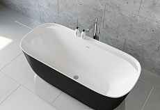 Акриловая ванна Aquanet Family Fine 170x78 см, 95778-MW-MB белый матовый/черный матовый