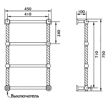 Полотенцесушитель электрический Migliore Edera 75x45 DX ML.EDR-EL.101.CR хром