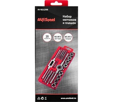 Набор метчиков и плашек AV Steel 20 предметов, М3-М12 AV-921208