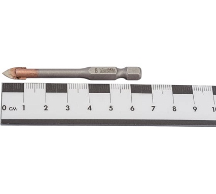 Сверло по стеклу для дрелей 1/4" 6Х65мм Makita D-15964