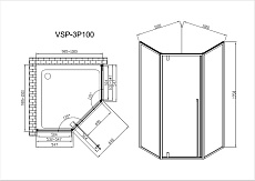 Душевой уголок Vincea Penta VSP-3P100CLGM 100x100 вороненая сталь, прозрачное