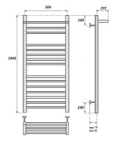 Полотенцесушитель электрический Point Аврора PN10150SPE П14 50x100 с полкой, хром