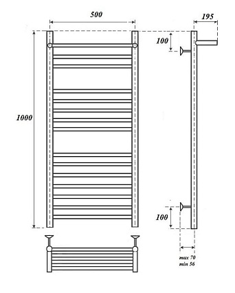 Полотенцесушитель электрический Point Аврора PN10150SPE П14 50x100 с полкой, хром