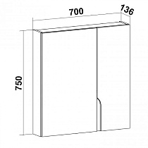 Зеркальный шкаф Руно Стокгольм 70 см, белый