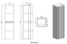 Шкаф пенал Vincea Alto 40 см светло-серый матовый, правый VSC-4A150MG-R