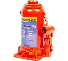 Домкрат бутылочный Partner 16т с клапаном h min 225мм, h max 430мм, ход штока-145мм, ход винта-60мм PA-T91604(52696)
