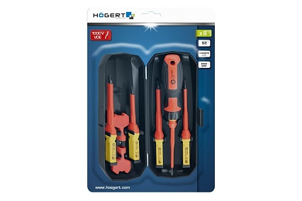 Набор диэлектрических отверток Hoegert Technik 1000 В, 8 предметов HT1S998