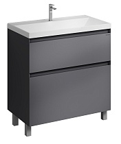 Тумба с раковиной Grossman Меркадо 80 см напольная, графит матовый