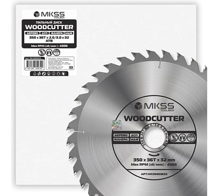 Диск пильный по дереву MKSS Toolbox Woodcutter WC3500 350x36Тх32 мм WC35003632