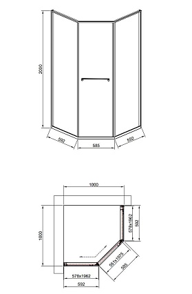 Душевой уголок Timo TTSS-100/17C-8R 100x100 правый, прозрачный, матовое золото T34R