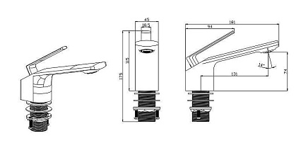 Смеситель для раковины Black&White Gravity GF-7104-GM оружейная сталь