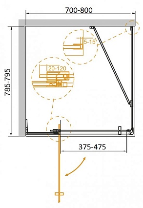 Душевой уголок Cezares SLIDER-AH-1-80-70/80-C-NERO 80/70x80 прозрачный, черный