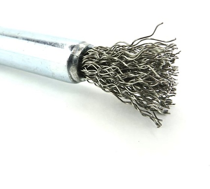 Щетка концевая EuroBrush Д10х118мм, c хв-м д6х20мм, ворс гофр нерж сталь 0.3 мм, на дрель 13-088 EB-E10SS3