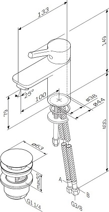 Смеситель для раковины AM.PM X-Joy F85B82100 с донным клапаном, хром