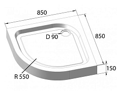  Поддон для душа BelBagno TRAY-BB-R-85-550-15-W 85x85 четверть круга