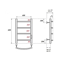 Полотенцесушитель электрический Point PN04846 П4 40x60 диммер справа, хром