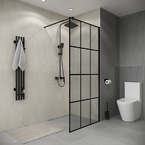 Душевая перегородка Niagara Eco NG-552-70BLACK 70x190 стекло с рисунком клетка, черный