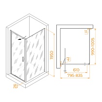 Душевой уголок RGW Stilvol SV-145B (SV-05B + Z-050-2B) 80x100 прозрачное, черный 703214580-14