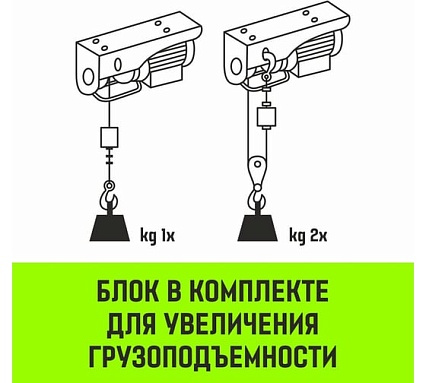 Мини таль электрическая стационарная HITCH РА1200 600/1200кг 12/6м 220В SZ086107
