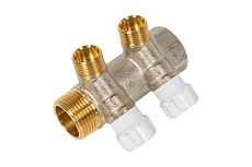 Коллектор MVI латунный, с регулирующими вентилями 1&quot;x1/2&quot;x2 выхода MM.402.0604