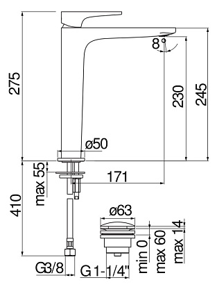 Смеситель для раковины Nobili Yoyo YO126128/2CR Chrome