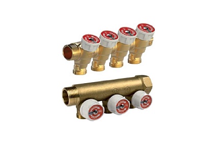 Модульный коллектор Giacomini 3/4x16/4, с отсекающим клапаном нов.арт.R585CY064 R585CY024