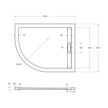 Поддон для душа Cezares TRAY-AS-RH-100/80-30-W-R 100x80 из мрамора, белый, R