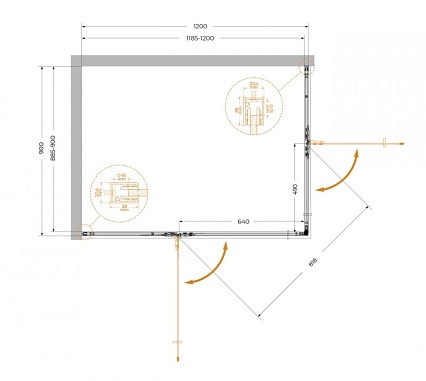 Душевой уголок Cezares Liner 120x90 прозрачный, хром LINER-AH-2-120/90-C-Cr-L