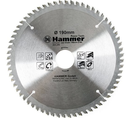 Диск пильный по ламинату Flex CSB PL (190х30/20 мм; Z-64) Hammer 30677 205-206