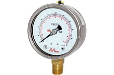 Манометр от 0 до 16 бар из нержавеющей стали, D50 мм, NPT 1/4&quot;, штуцер снизу A-Flow G21-S-4N-50A-16bar