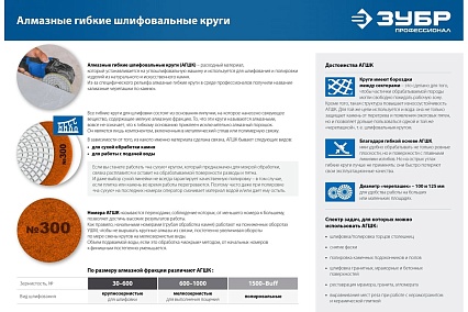 Алмазный гибкий шлифовальный круг для мокрого шлифования Зубр 125 мм, №600 29867-600