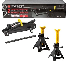 Домкрат Forsage подкатной 2т. h min 130мм, h max 330мм. с комплектом аксессуаров F-TH12074(6308)