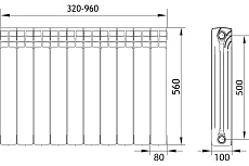 Биметаллический радиатор Azario BM500/100 4 секций 00083454