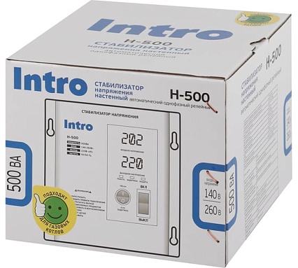 Стабилизатор напряжения Intro Н-500 настенный 140-260В/220В, 500ВА Б0064630