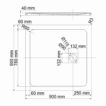 Поддон для душа WasserKRAFT Rhin 44T03 90x90, белый мрамор