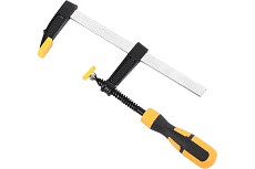 Столярная F-образная струбцина Deli dl110515 150x50 мм, максимальное усилие зажима 1000 Н, резьба 9,5 мм, штанга 3,5 мм 112036