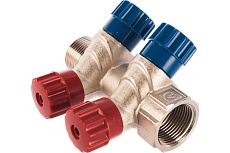 Коллектор с вентилем Valtec 2 выхода 3/4х 1/2 НР, никель VTc.560.N.0502 74965