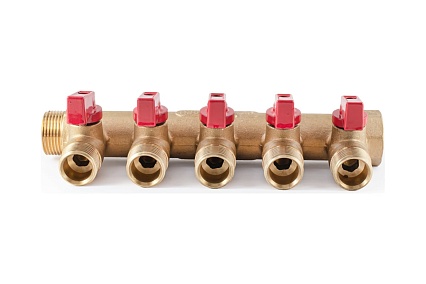 Коллектор с шаровыми кранами PROFACTOR в/н 3/4" х 5 вых 1/2"нар PF MV 264.5