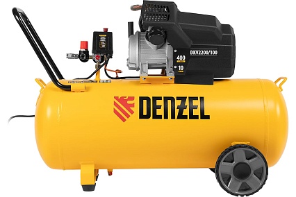 Воздушный компрессор Denzel DKV2200/100,Х-PRO 2.2 кВт, 400 л/мин, 100л 58079