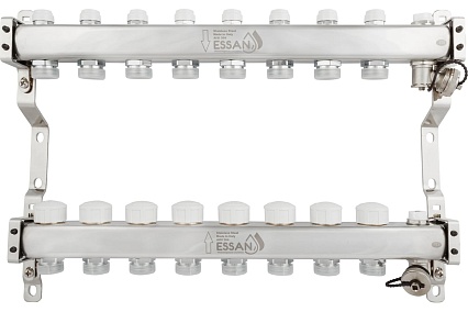 Коллекторная группа Essan GROUP803 нержавейка, 1"x3/4" EK 8 выходов, без расходомеров 180322508-77
