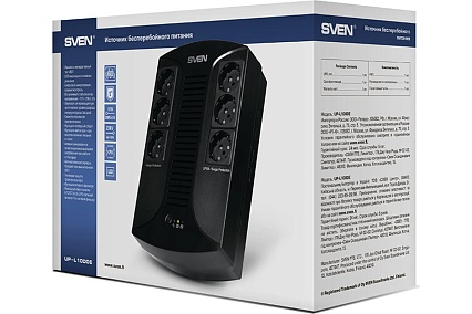 Источник бесперебойного питания SVEN UP-L1000E 510Вт, Входное 175-290В, 6хCEE7/4 (3*UPS/сетевой фильтр+3*сетевой фильтр SV-016593