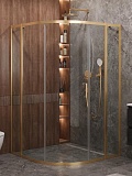 Душевой уголок Cezares MOLVENO-R-11-90+30-C-BORO-IV 120x120 прозрачный, брашированное золото