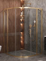 Душевой уголок Cezares MOLVENO-R-11-90+30-C-BORO-IV 120x120 прозрачный, брашированное золото