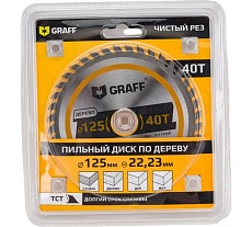 Пильный диск по дереву для УШМ 125x1.2/2x22.23/20/16 мм, 40Т GRAFF 21112540