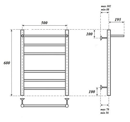 Полотенцесушитель электрический Point PN10156PE П5 50x60 с полкой, хром