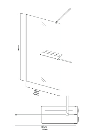 Душевая перегородка Niagara Nova NG-582-10BLACK 100x200 белый градиент, профиль черный матовый