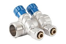 Коллектор с регулировочными вентилями PROFACTOR в/н 1" х 2 вых 16 цанга PF MVP 269.2C