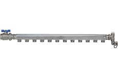 Распределительный коллектор ColSys IVR 871B 12 выходов, с шаровым краном, краном Маевского и дренажным клапаном 187111В12